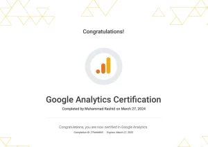 certificates of DIgital marketing expert in dubai Google Analytics Certification Google